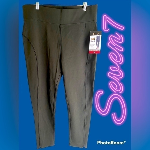 SEVEN7 4 Way Stretch Scallop Hem PullOn Ponte Leggings Size XL Pretty Olive NWT. - Picture 6 of 13